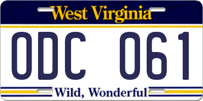 WV license plate ODC061