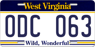 WV license plate ODC063