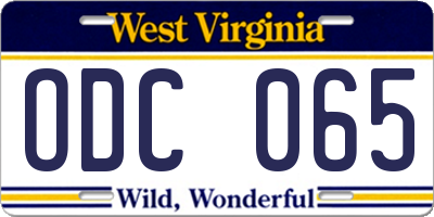 WV license plate ODC065
