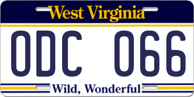 WV license plate ODC066