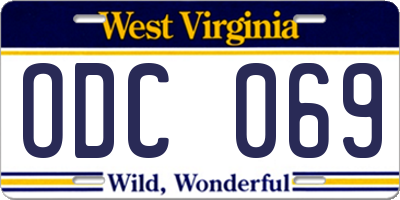 WV license plate ODC069