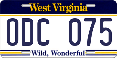 WV license plate ODC075