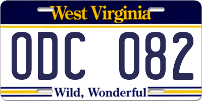 WV license plate ODC082