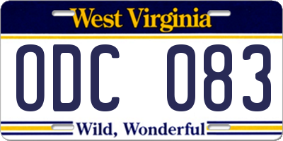 WV license plate ODC083