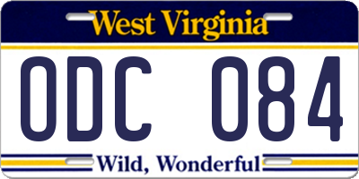 WV license plate ODC084