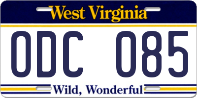 WV license plate ODC085