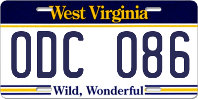WV license plate ODC086