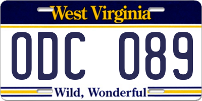 WV license plate ODC089