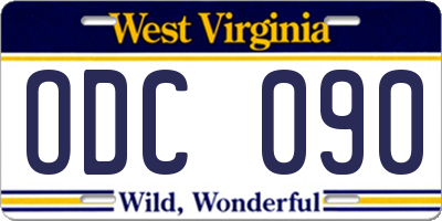 WV license plate ODC090