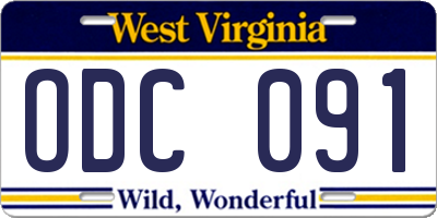 WV license plate ODC091
