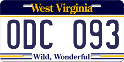 WV license plate ODC093