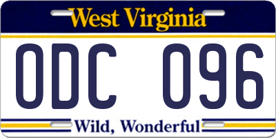 WV license plate ODC096