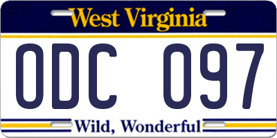 WV license plate ODC097