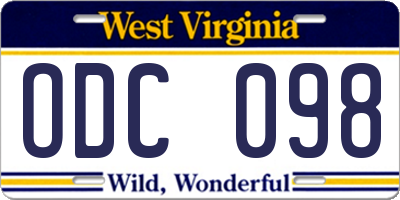 WV license plate ODC098