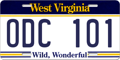 WV license plate ODC101
