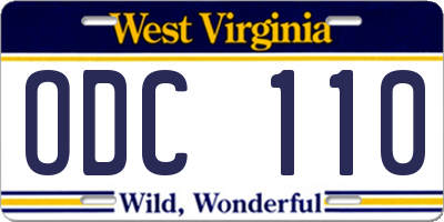 WV license plate ODC110