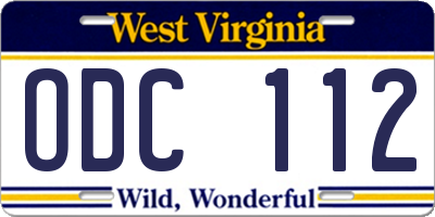 WV license plate ODC112