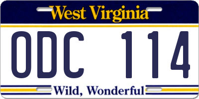 WV license plate ODC114