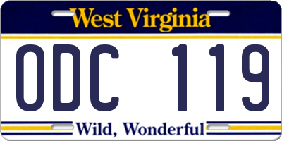 WV license plate ODC119