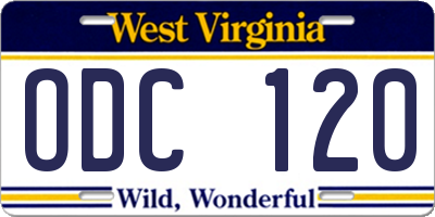 WV license plate ODC120
