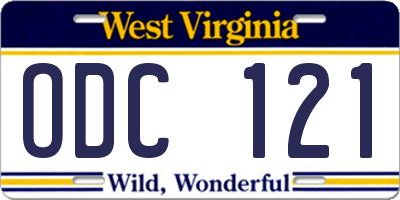 WV license plate ODC121