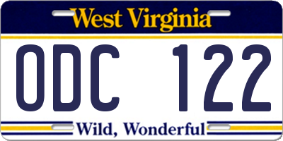 WV license plate ODC122