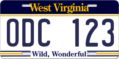 WV license plate ODC123