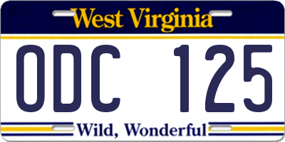 WV license plate ODC125