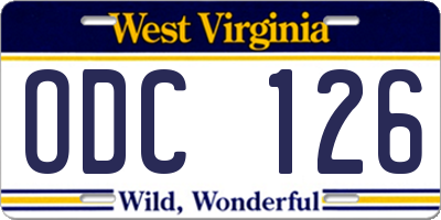 WV license plate ODC126