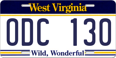 WV license plate ODC130