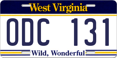 WV license plate ODC131