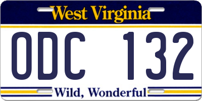 WV license plate ODC132