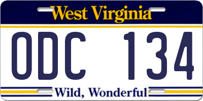 WV license plate ODC134