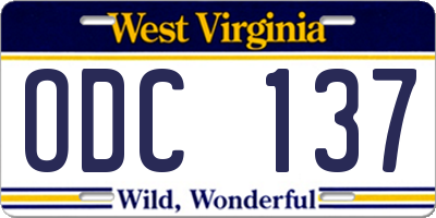 WV license plate ODC137