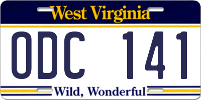WV license plate ODC141