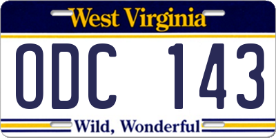WV license plate ODC143