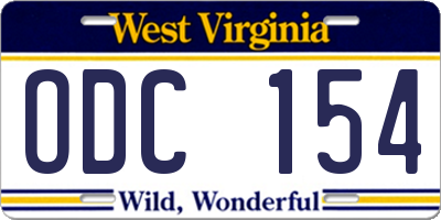WV license plate ODC154