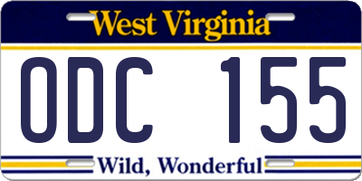 WV license plate ODC155