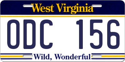WV license plate ODC156