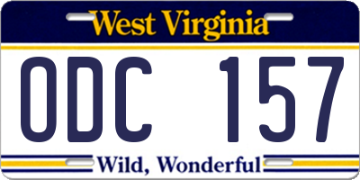 WV license plate ODC157