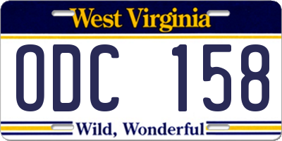 WV license plate ODC158