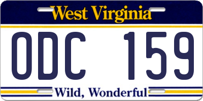 WV license plate ODC159