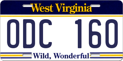 WV license plate ODC160