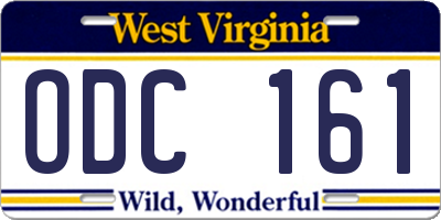 WV license plate ODC161