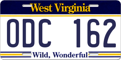 WV license plate ODC162
