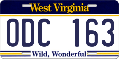 WV license plate ODC163