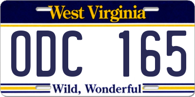 WV license plate ODC165