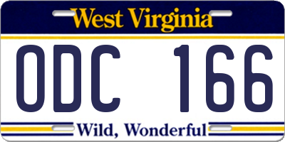 WV license plate ODC166