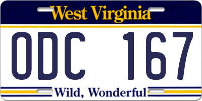 WV license plate ODC167