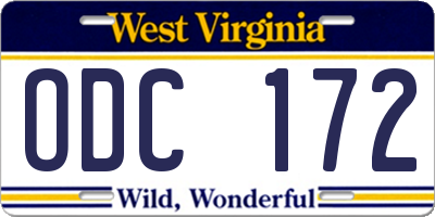 WV license plate ODC172
